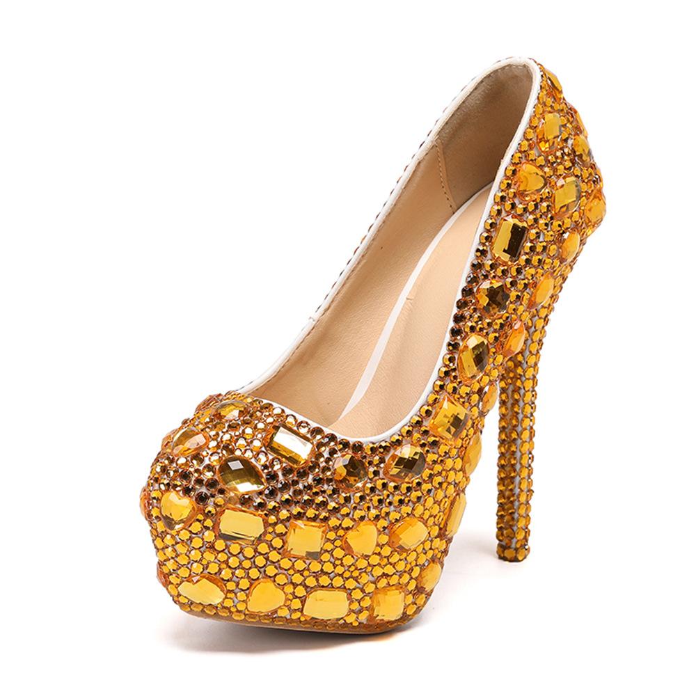 Bling Bling Luxury Rhinestones Diamond Women Pumps 14cm Ultra High Heels Platform Wedges Party Shoes Fashon Wedding Bridal Shoe