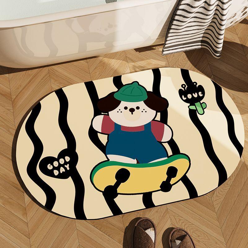 Diatom Mud Cartoon Non-slip Bathroom Bathroom Floor Mat, Water-absorbing and Dirt-resistant Door Floor Mat