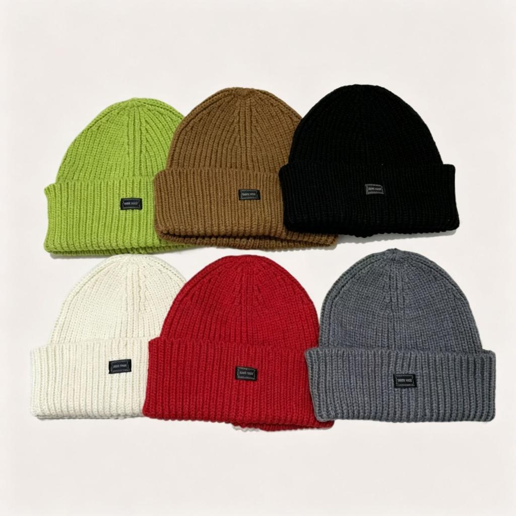 Black label knitted hat children's autumn and winter new cold-proof and warm wool hat showing small face and ear protection cold hat couple