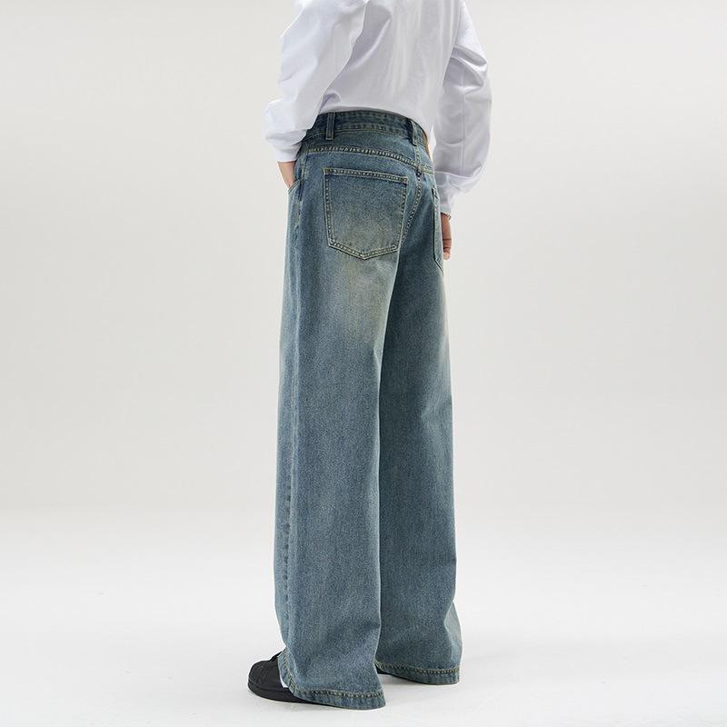 New Spring and Autumn Style Retro Loose A-line Straight Jeans Men and Women Trousers