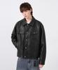 DIMITRI BLACK Faux Leather Riders Trucker Jacket_2 Color