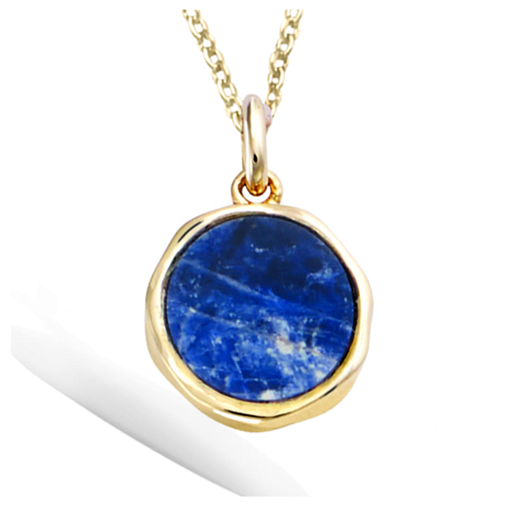 Les Trésors De Lily [R4192] - Gold Plated Pendant 'Cléopatra' Golden Blue (sodalite) - 11 Mm