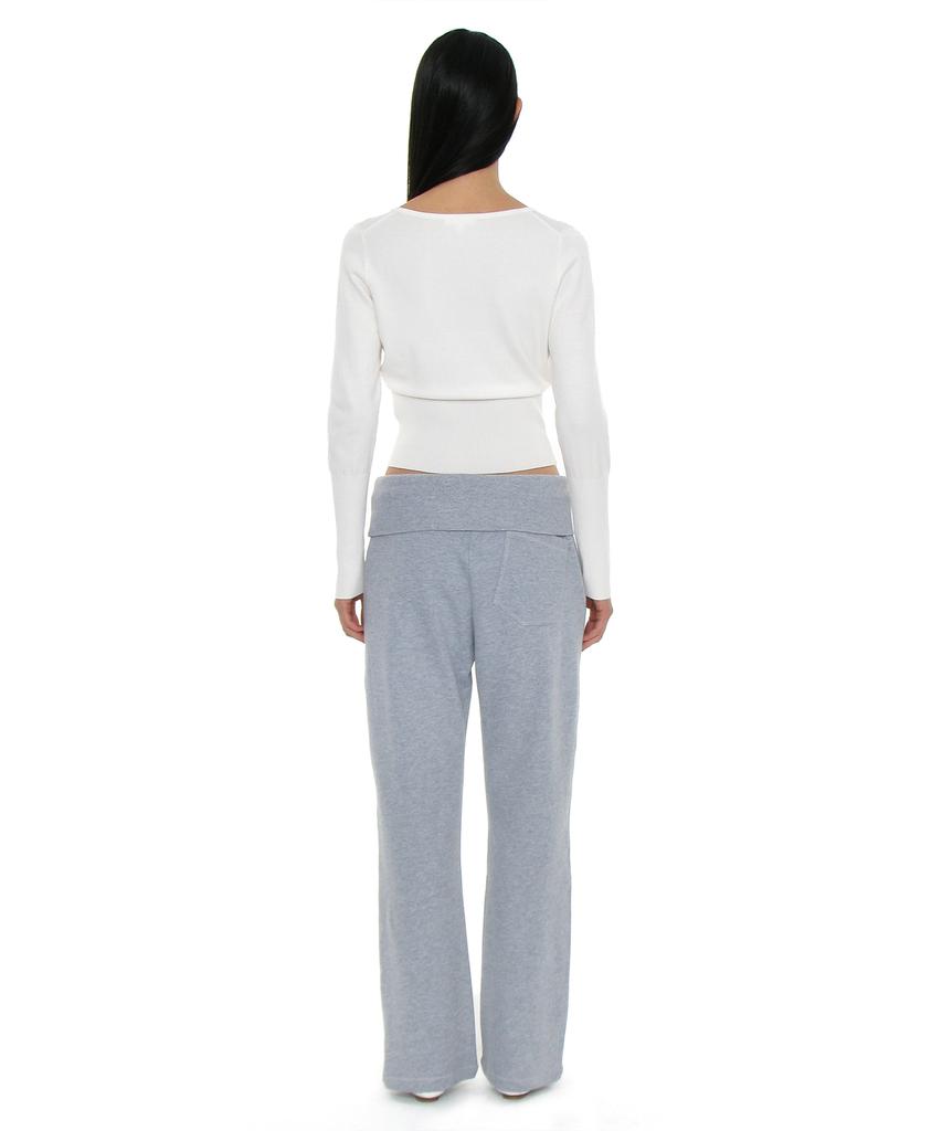 PARTIMENTO WOMEN Pwc V-Neck Pocket Pointed Wide Rib Knit_Ivory