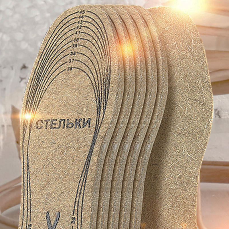1 Pair Wool Felt Insoles For Shoes Men Women Warm Shock-absorbing Insoles Shoes Pads Can Cut Freely