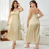 Women’s Plus Size Sling Nightgowns Satin Imitation Silk Pajama Dresses Oversized Sleepshirts Nightwear Large Size Home Casual Wear Lounge Dress