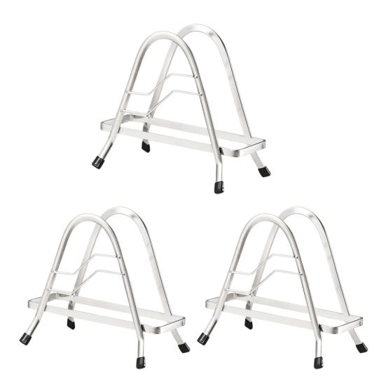 Cutting Board Holder Triangle Stainless Steel Chopping Board Organizer Anti-Slip Pan Rack Cutting Board Storage Stand for Kitchen Countertop