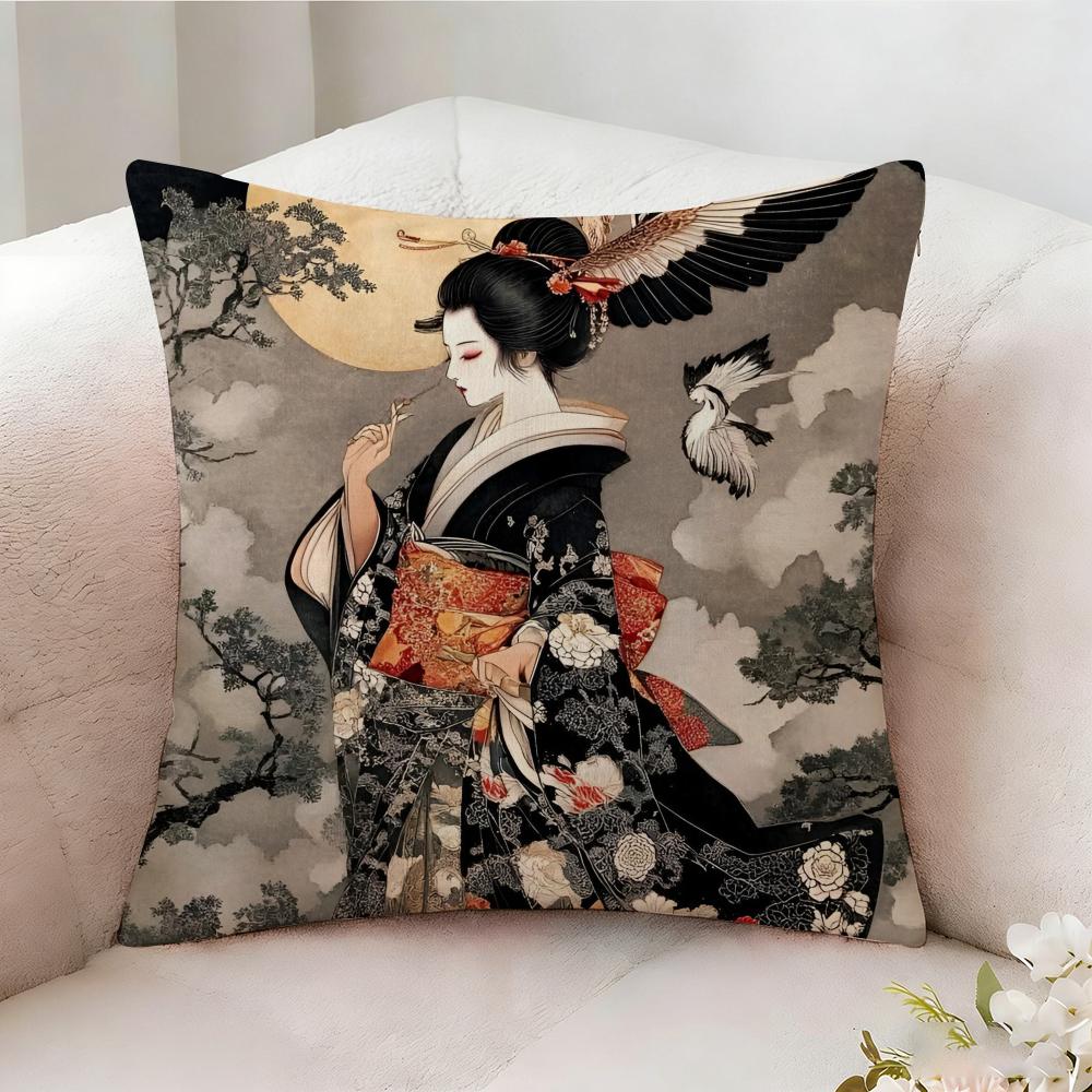 Japanese Style Anime Cartoon Art Pillow Case Pillowcase, Double-sided Printed, Sofa Cushion, Bedroom Headboard Pillow