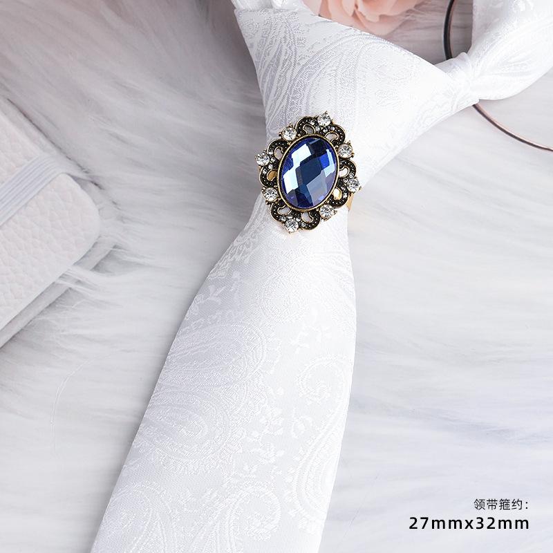 Men'S Emperor Rhinestone Collar Ring Clip Tie Hoop Vintage Knight Tie Hoop Business Shirt Tie Button Brooch