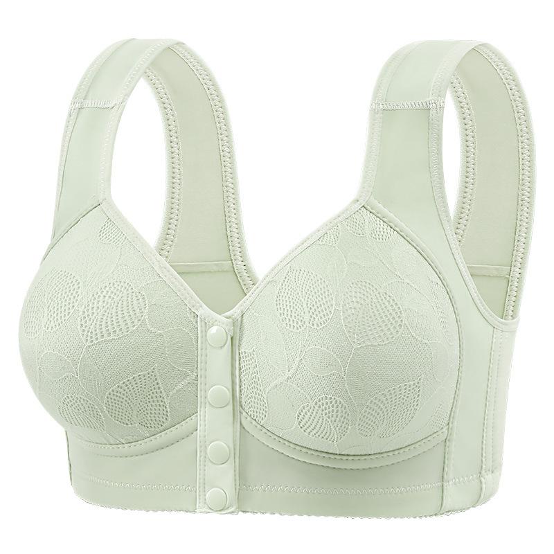 Peach Lace Front Closure Bra with Wide Comfort Straps XL зелёный