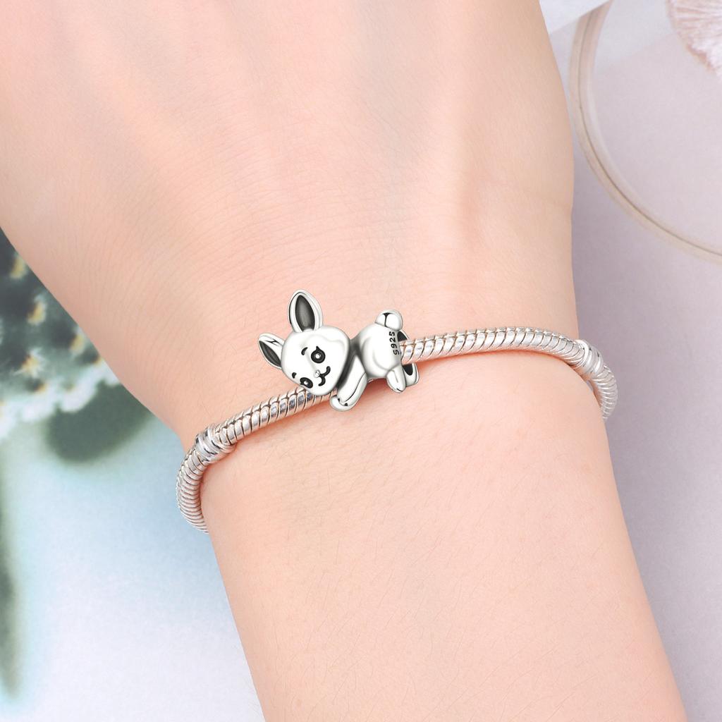Orstarry 925 Silver Cute Rabbit Beads Charm Bracelet DIY Jewelry Trendy Gifts for Party