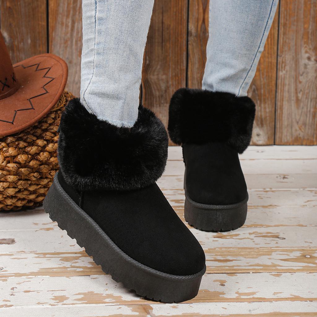 Winter New Casual Round Toe Women Slip-on Platform Snow Boots Women Outdoor Fashion Ankle Short Boots Shoes for Women