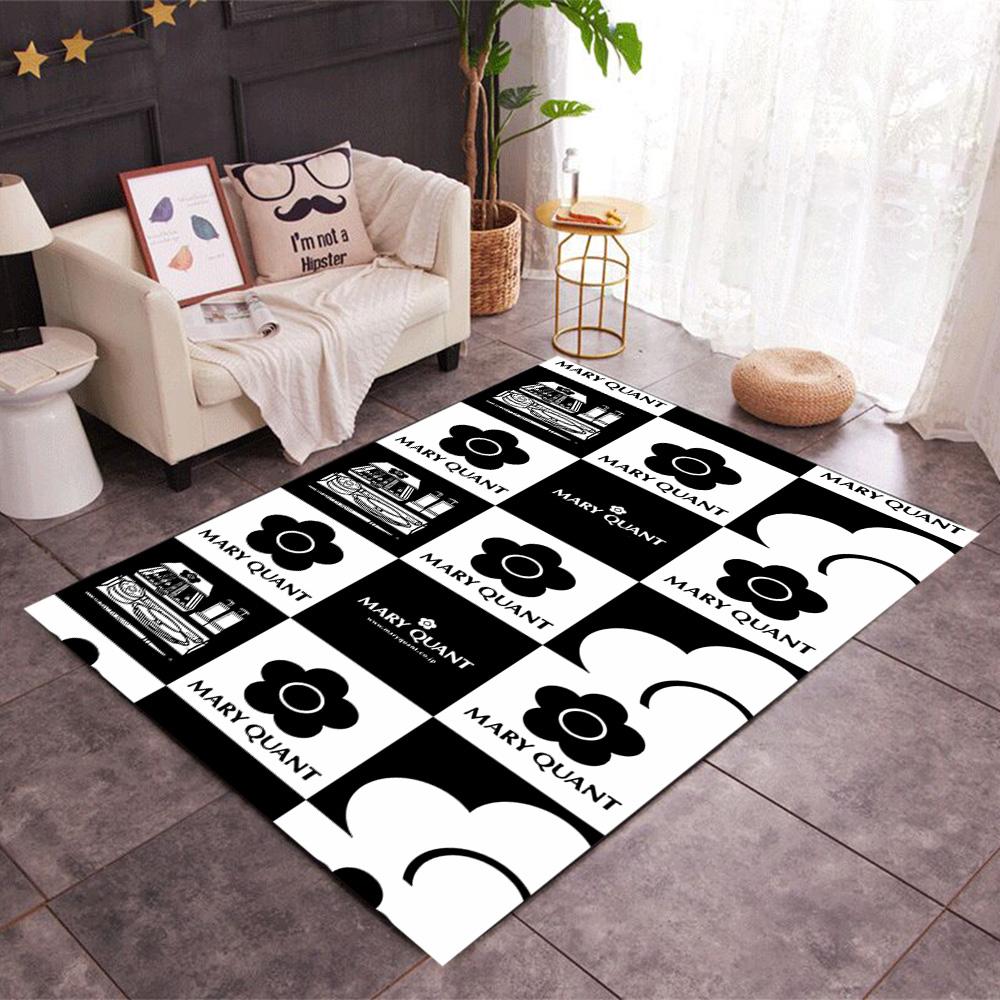 Mary Quant logo Themed Anti-Slip Rugs - Polyester Home Decor, Suitable for Bedrooms, Living Rooms, Doorways, Studios, and Decorations