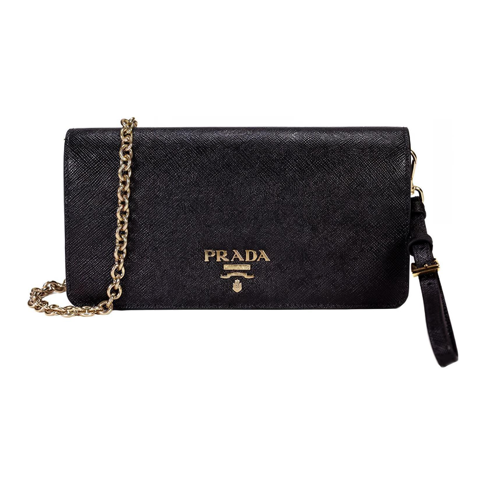 

Prada Класична Сумка через плече з металевим логотипом та саф янової шкіри Жіночі сумки Чорний 1BP023NZV-F0002 Box(Basic Set+Box)