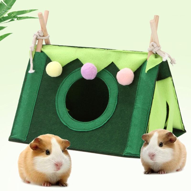 Atmungsaktives Versteckzelt für Kleintiere, Kaninchen, Hamster, Chinchilla, Grünes Zelt-Haus, Langlebig, Faltbar, Tragbar, Haustierzelt