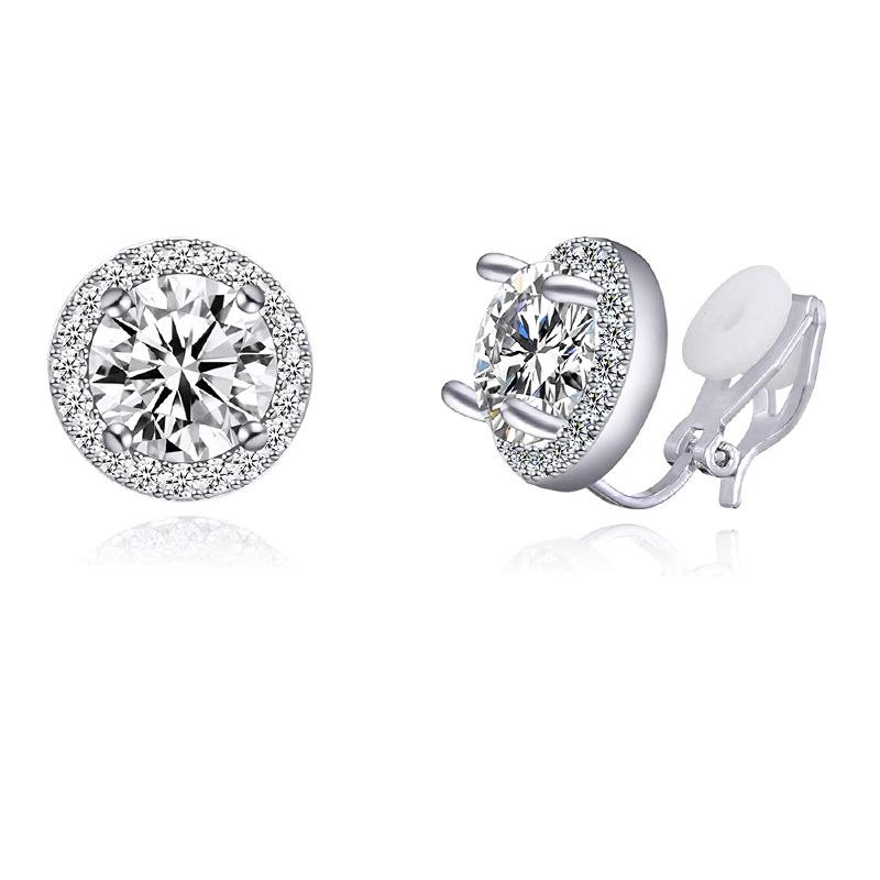 5628 Earring Clip with Colorful Zircon Stone Brass Material for Women