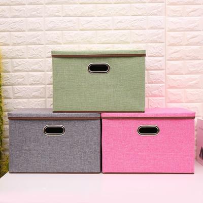 Square Cotton Linen Folding Storage Box Home Bedroom Clothes Quilt Storage Organizer Fabric Underwear Storage Box with Cover