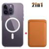 2in1 For Magsafe Card Holder Wallet Magnetic Case For iPhone 15 14 13 12 11 Pro XS Max X XR 8 Plus SE Wireless Charging Accessories