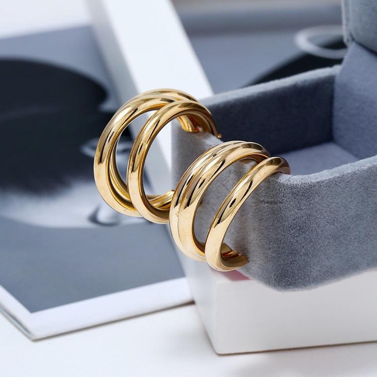 Cercei neregulati semi-rotunzi metalici, temperament trendy versatili