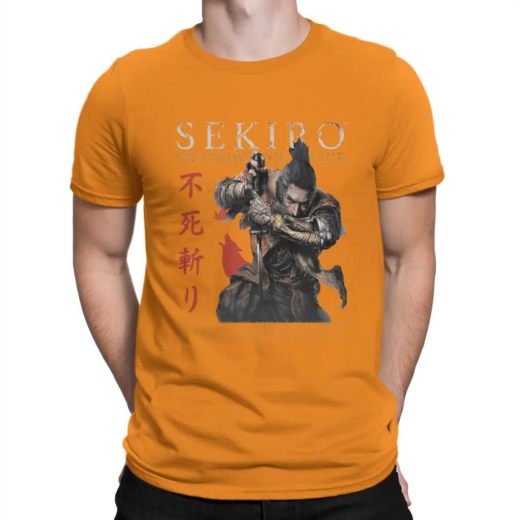 Sekiro Shadows Die Twice T Shirts for Men Pure Cotton Fun T-Shirt Round Neck DARK SOULS Tee Shirt Short Sleeve Clothing Printed