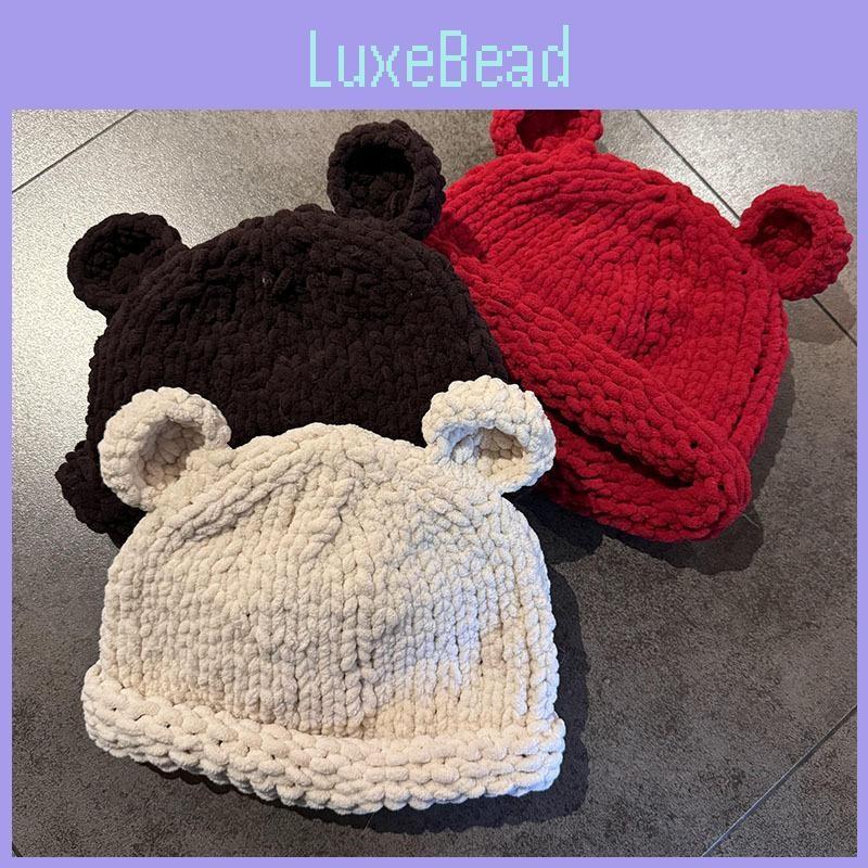 Knitting Color Solid Little Bear Ears Knit Wool Hats Women Fall Winter Wear