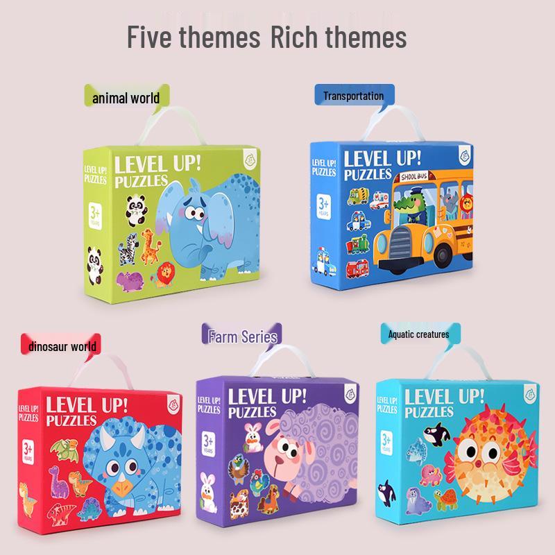 3+ Six-in-One Wooden Puzzle Box: Solid Wood Educational Toy for Girls and Boys, 60 Pieces