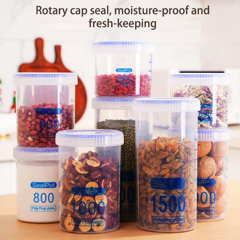 1 caja de almacenamiento sellada, transparente, para cocina, organizador de alimentos y granos, de plástico, de gran capacidad, a prueba de humedad.