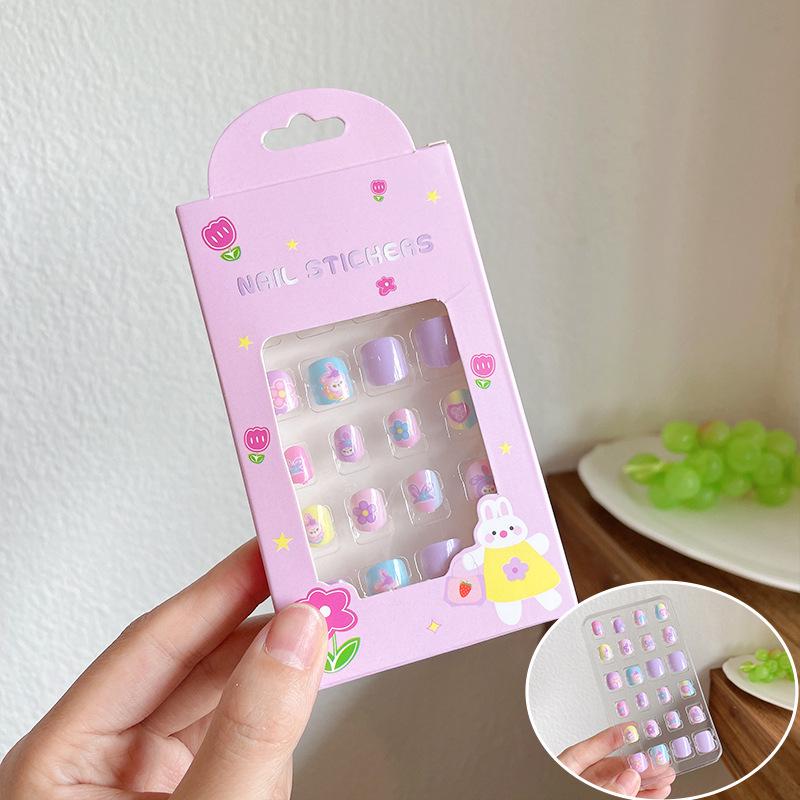 Removable Cute Cartoon Nail Stickers for Little Girls - Self-Adhesive Jelly Glue Princess Nail Art