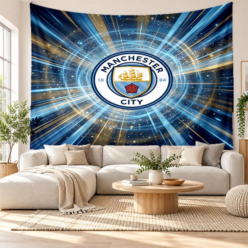 Manchester City Wall Tapestry, Soft Fabric Wall Hanging, Decorative Backdrop For Bedroom Home Wall Art