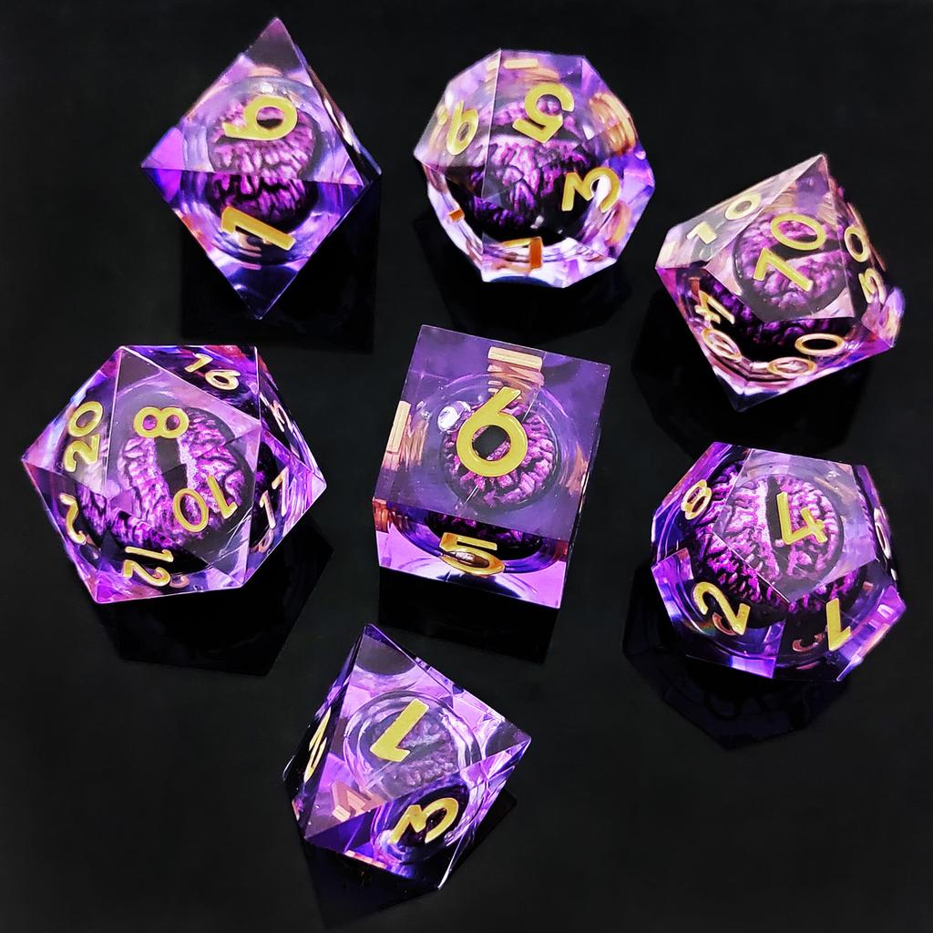 7 szt./zestaw DND D20 Płynne Kostki Flow Eye do COC Dungeon and Dragon Pathfinder RPG Gry Fabularne Zabawki na Imprezę Akcesoria