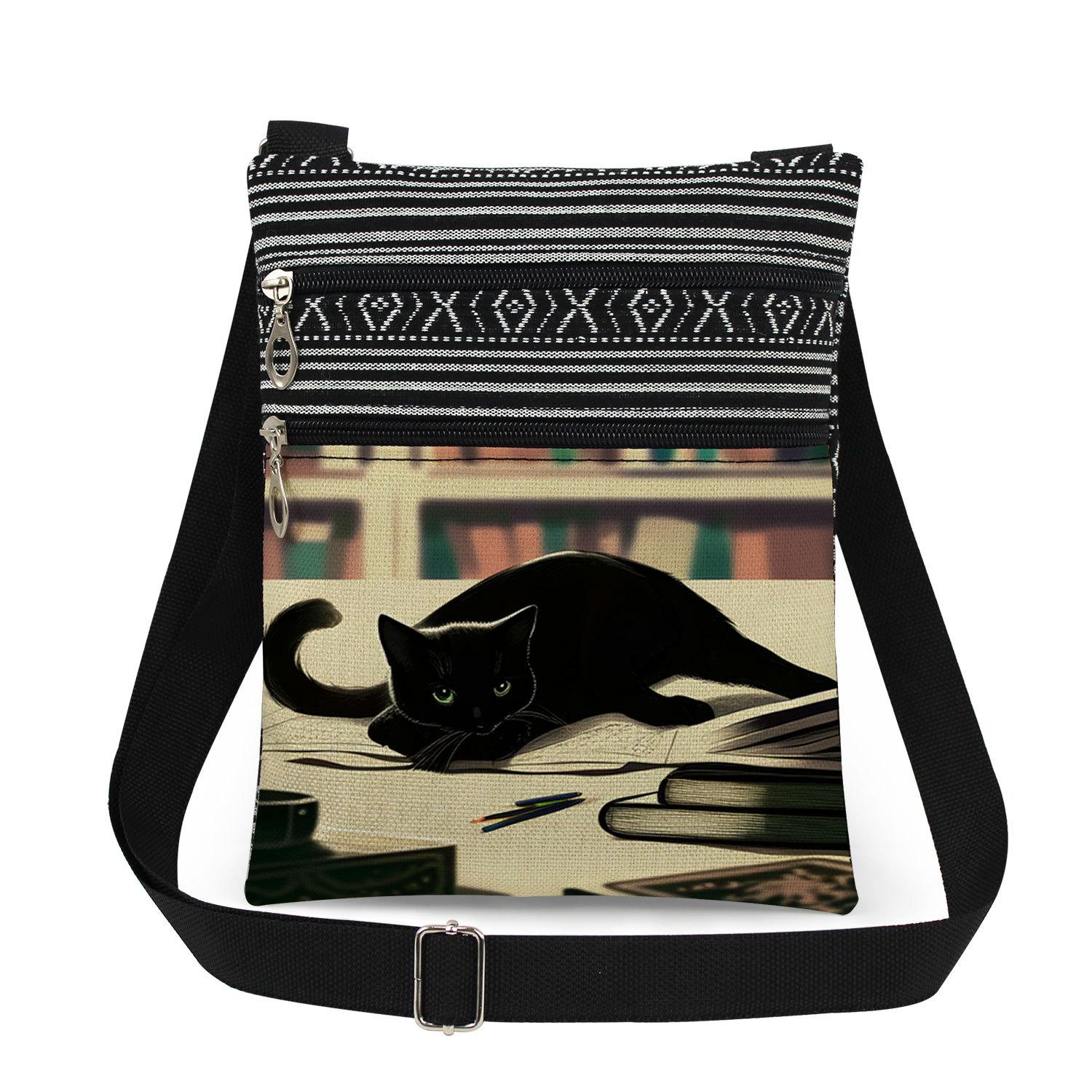 

1PC Cat Print Tote Bags Women Shoulder Handbags Postman Package 6926