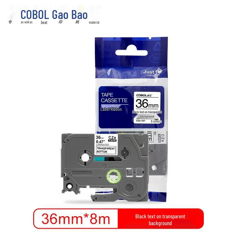 COBOL CZe-161 Label Tape - Clear/Black, 36mm