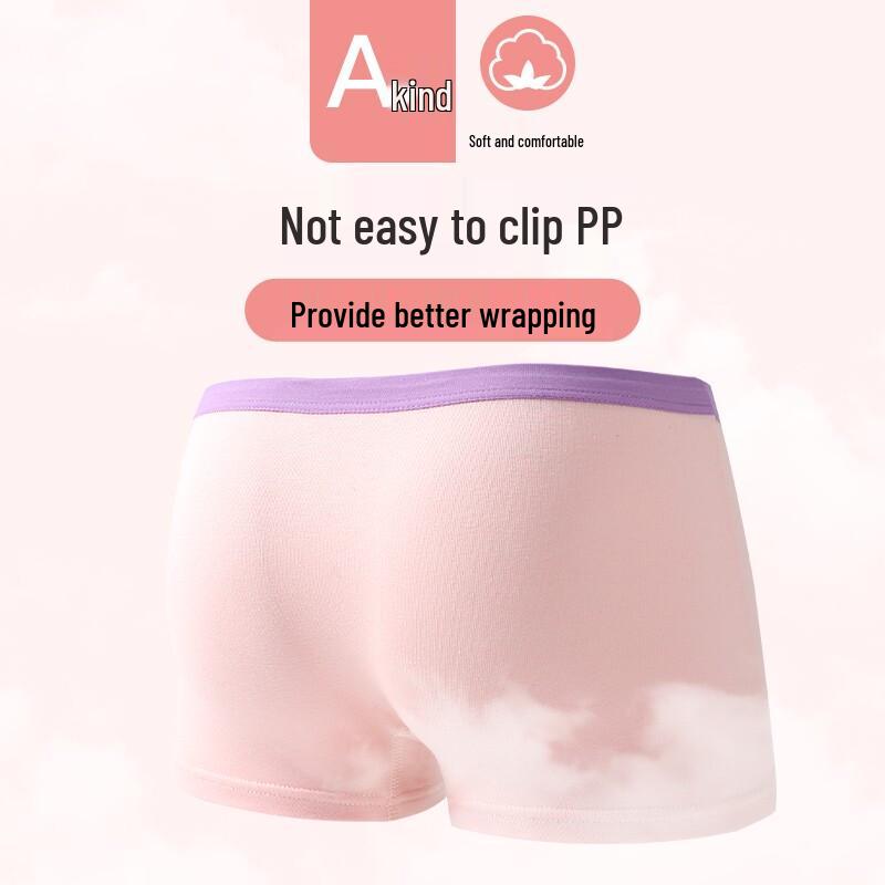 LANGSHA Girls' Antibacterial Cotton Boxer Briefs 4-Pack