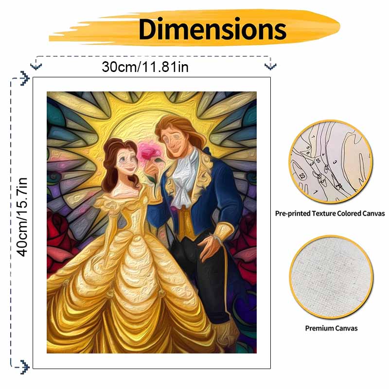 Disney Oil Painting Art Beauty Beast Romantic Rose Gifts Home Decor Hobby Cultivating