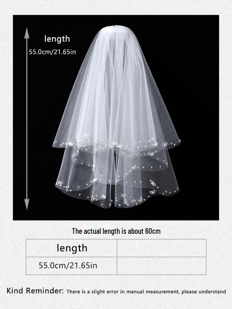 Retro Fairy Forest-Style Bridal Veil: Pearl Lace Gauze Headwear for Wedding & Marriage Certificate Photos