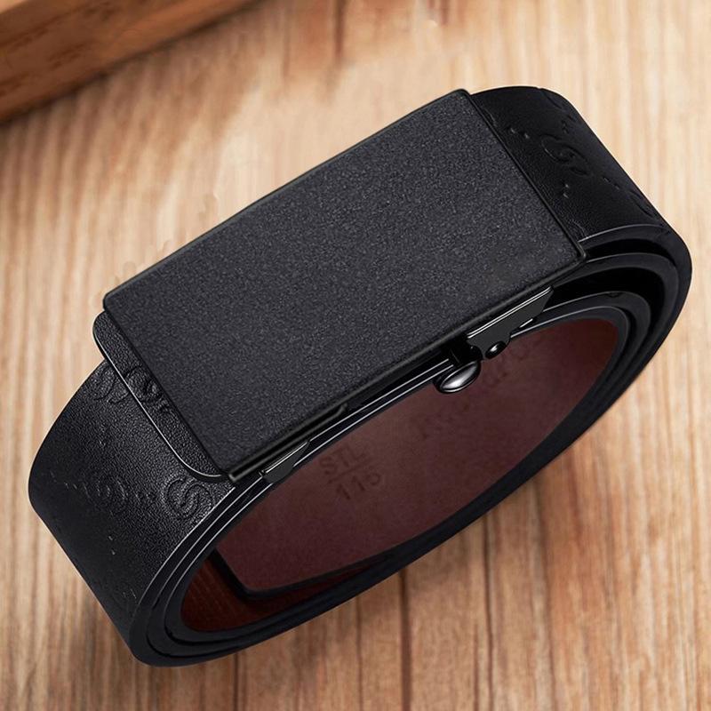 Автоматическая пряжка Мужской кожаный ремень Повседневный простой мужской ремень Коровья кожа Молодежь Пограничный Универсальный Ремень для среднего и молодого возраста 105cm