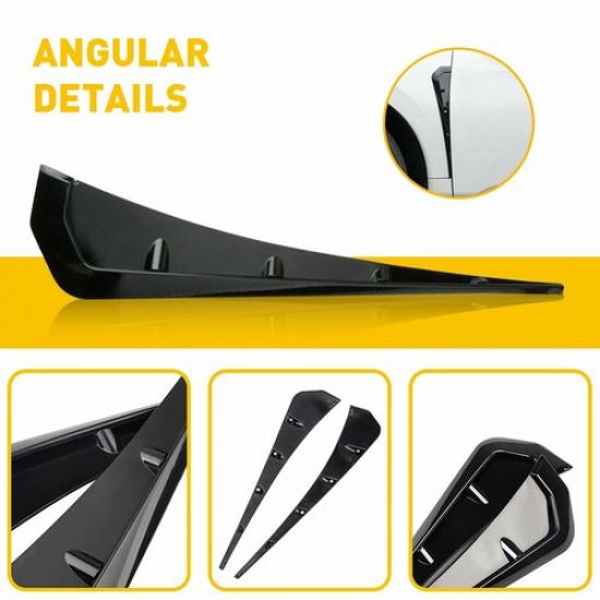 2Pcs Universal Glossy Black Car Exterior Fender Side Vent Air Wing Cover Trim