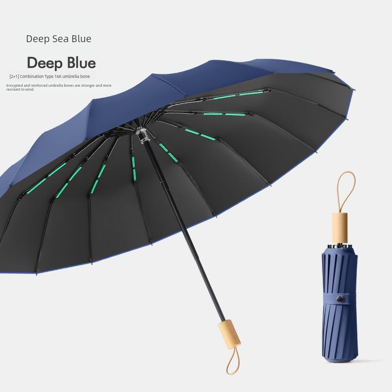 Large Umbrella for Men, Reinforced and Thickened, Sturdy and Wind-Resistant, Dual-Purpose for Sun and Rain, Manual Folding, Black Coating for Sun