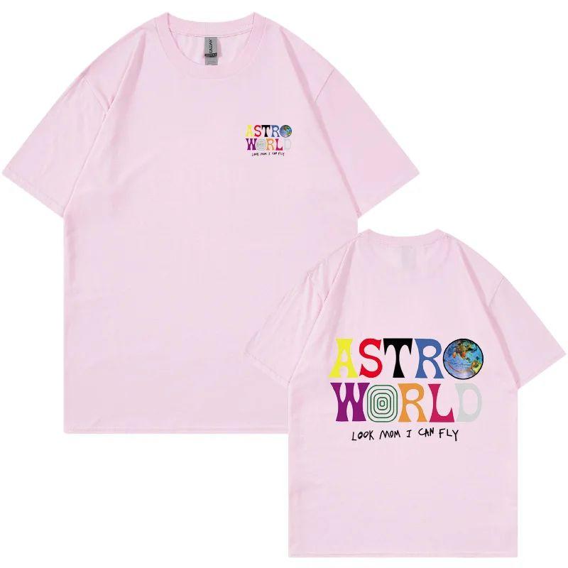 ASTROWORLD T-shirt Look Mom I Can Fly Letter Print Tops Men Women Print Cotton T-shirts Hip Hop Streetwear Tee Unisex
