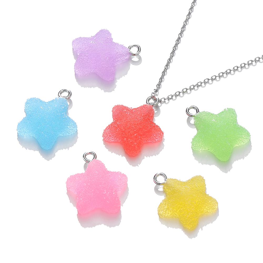 10pcs/lot Simulation Five-Pointed Star Soft Candy Cute Charms Pendant for DIY Earrings Necklace Jewelry Accessories Finding