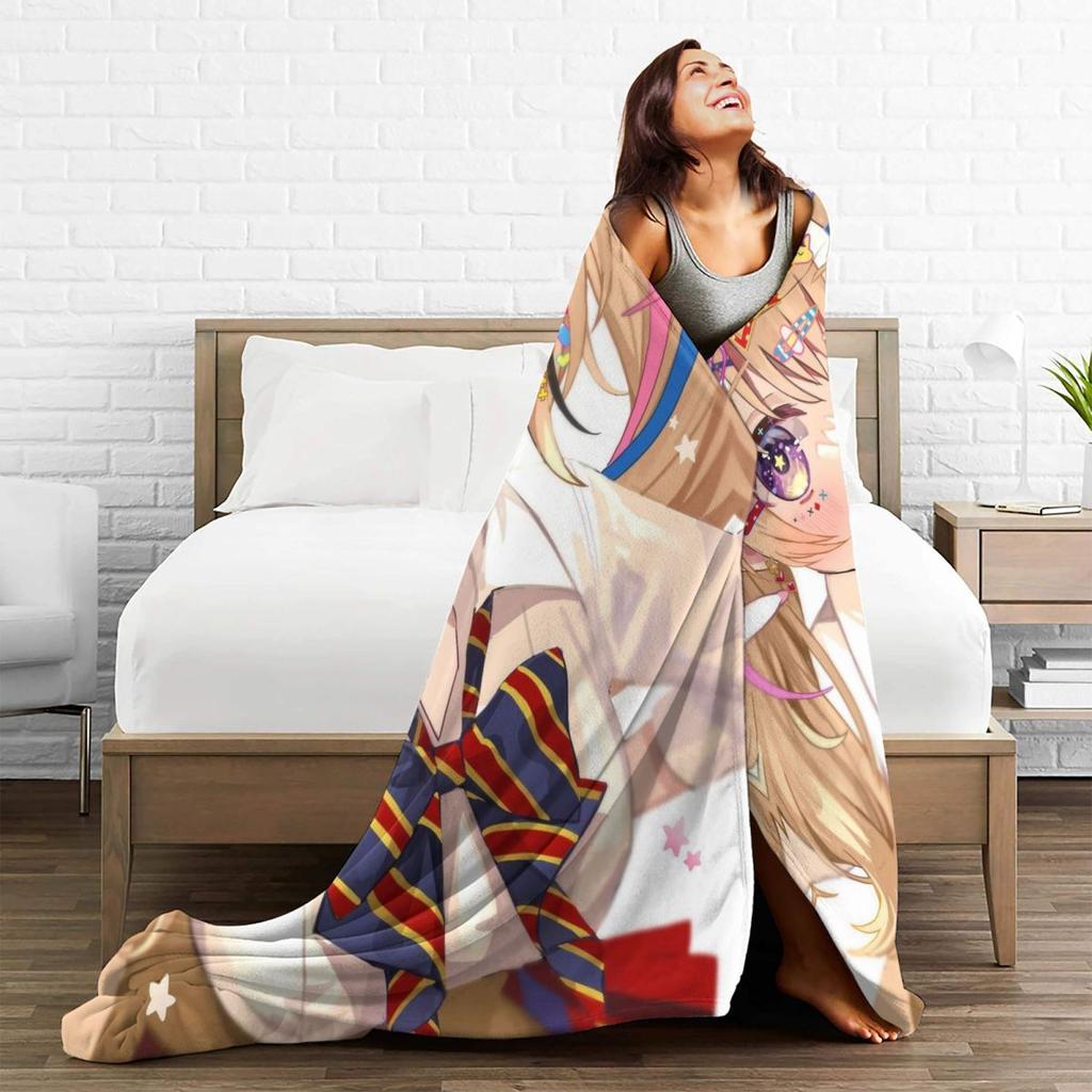 Hololive Blanket Soft Warm Flannel Throw Blanket Bedspread for Bed Living Room Picnic Travel Home Sofa