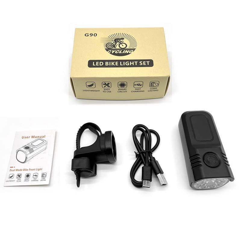 Aluminum Alloy USB Rechargeable Bike Front Light - Yellow & White LEDs for Night Riding