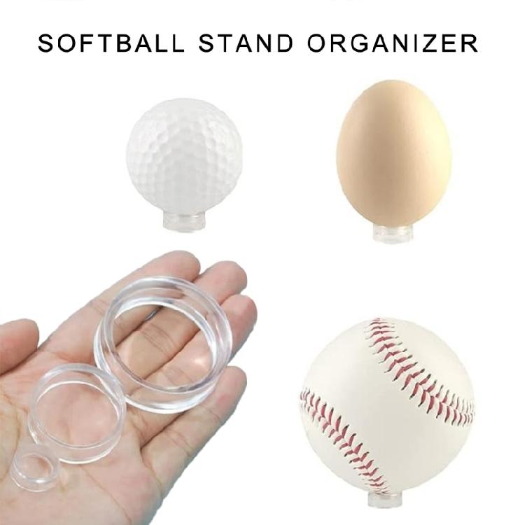 10Pcs Clear Small Round Baseball Rings Stands Plastic Round Display Stand Sphere Storage Holder for Golfball, Baseball
