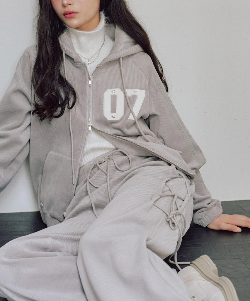 ZEROPLANET Chloe Velour Lace-Up Pants [Light Grey]
