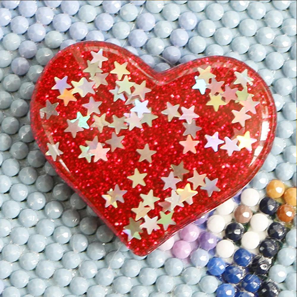 6Pcs Acrylic Heart Shape Diamond Art Magnetic Cover Holder DIY Diamond Embroidery Locator Diamond Art Accessories