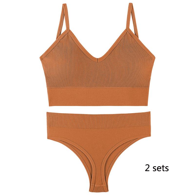 Underwear Set Lingerie Female Sexy Halter Beauty Tank Top Thin Section French Triangle Cup Without Steel Ring Gathered Bra Set