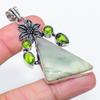 Swiss Green Opal, Peridot Gemstone 925 Sterling Silver Pendant 2.56"