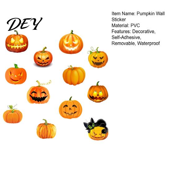 Versatile Fall Seasonal Decorations 3 Sheets Halloween Ghost Face Pumpkin Wall Sticker, Cute Black Cat Autumn Theme Glass Door Stickers Decorative