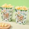 6 Stück Dschungel-Themen Popcornbox Becher Dschungel Geburtstagsparty Dekoration Kinder Junge Safari Geburtstag Hochzeitsfeier Zubehör Babyparty