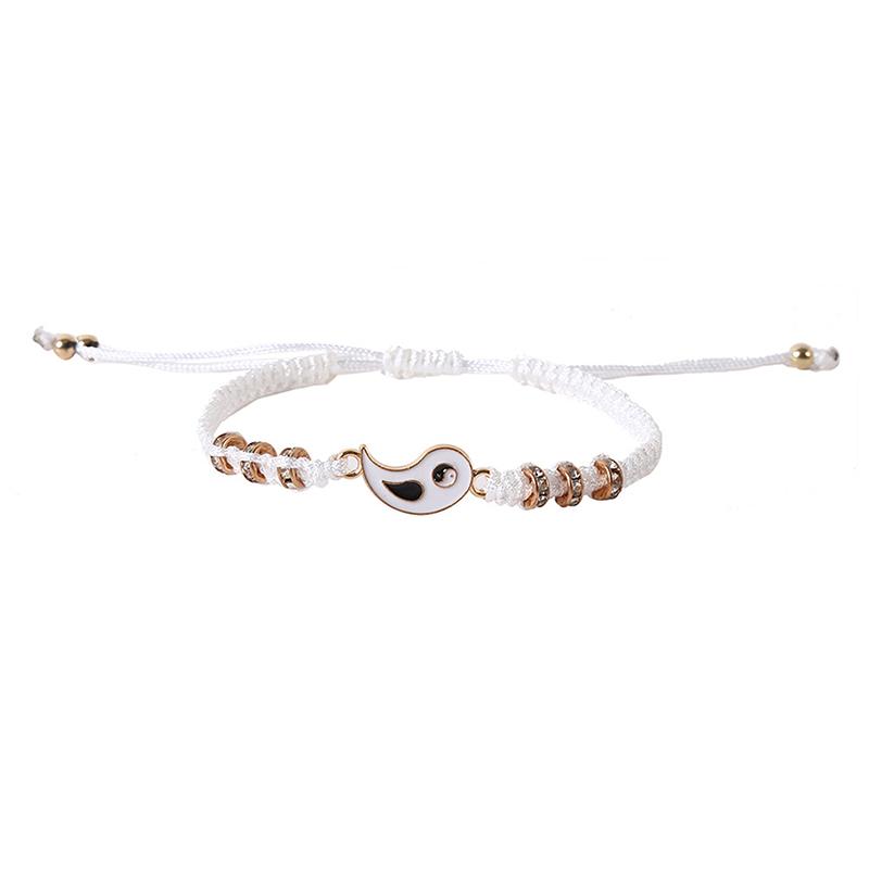 1Pcs Simple Tai Chi Bagua Black And White Yin And Yang Rope Braided Telescopic Adjustment Bracelet For Men And Women Coupl