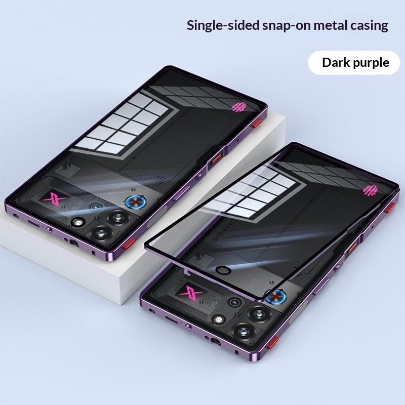 

Совместим с Nubia Red Magic10SPro+Металлический каркас Чехол для телефона9S Pro+Кнопка-защелка10 Air Задняя панель высокой четкости RED MAGIC10 Air【Frosted темно-фиолетового